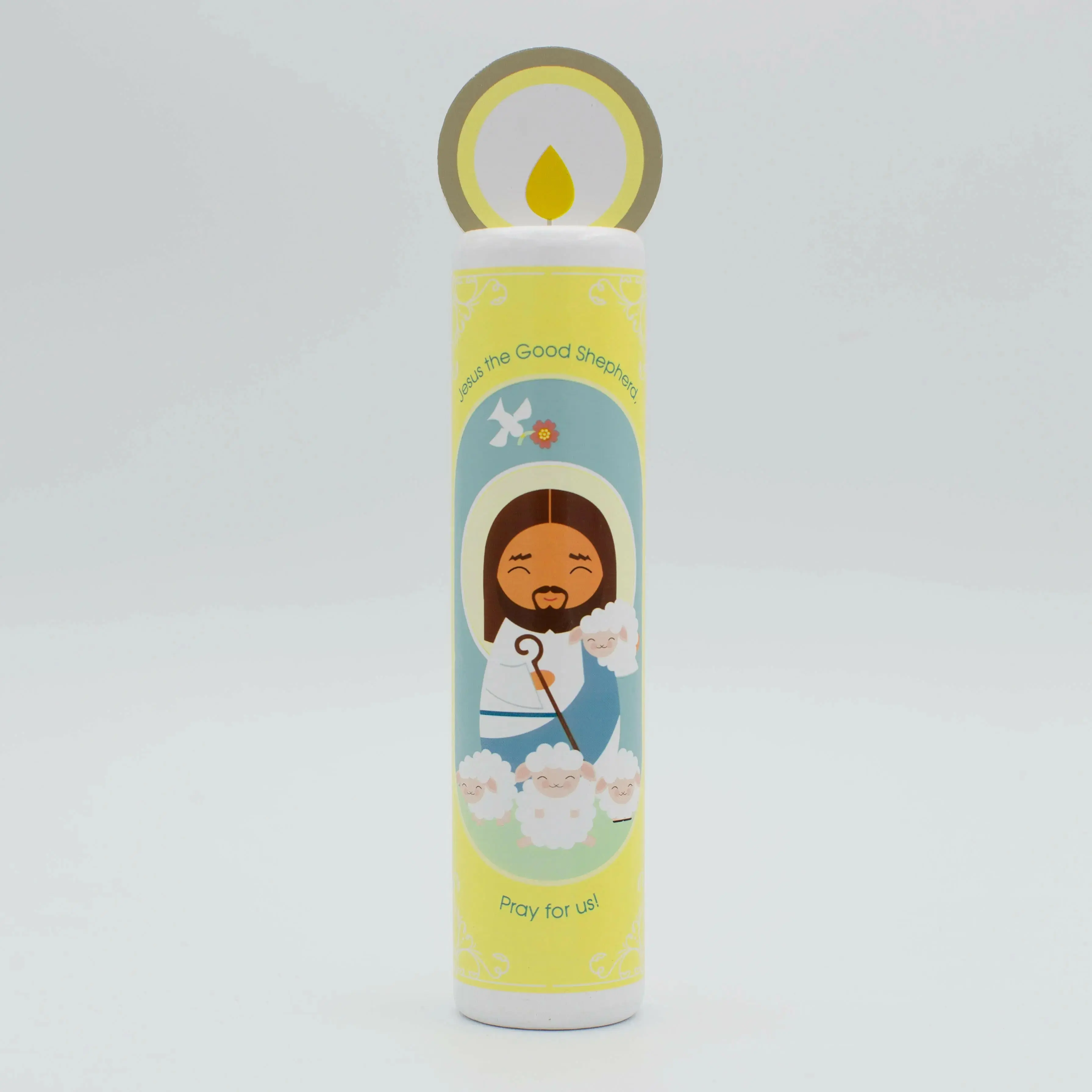 Jesus Christ, the Good Shepherd (The Our Father) Wooden Prayer Candle