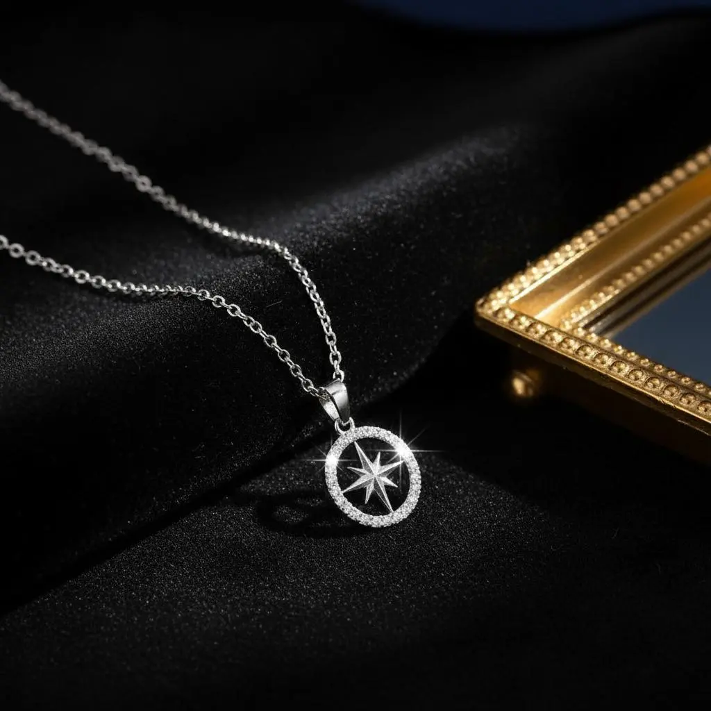 Cute Compass Necklace - 15inch Unisex Pendant, Meaningful Costume Jewelry Chain for Kpop Fans Army Support Gift Ideal