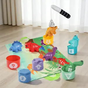 Baby Dinosaur Fishing Toy Set, Early Education Fun, Non-Magnetic Fabric Toy, Foldable Play Mat, Perfect Gift for Boys and Girls