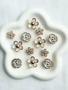 12pcs Cute Floral Shoe Charms Set,Decorative Shoe Additions,Durable ABS Material Compatible for Sandal And Slipper Decoration, Sparkling Shoe Charms, Bling Shoe Charms, Cute Shoe Decorations, Decorative Shoe Accessories
