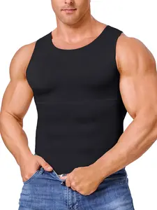 Men's Shapewear Vest Top, Slimming Compression Tank Top, Abdominal Control Underwear, Casual Fitted Sleeveless Shirt for All Seasons, Knit