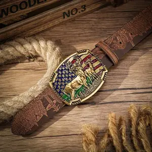 Belt Buckles Men Western Cowboy - Mens Belt Buckles Western Belt Buckles for Men & Women Boys Cowboy Cowgirl Deer Belt Buckle chao ren ed c Brown
