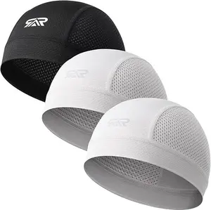 3Pcs Breathable Mesh Skull Cap,Lightweight Quick Dry Sports Helmet Liner for Men Women, Cooling Cycling Beanies