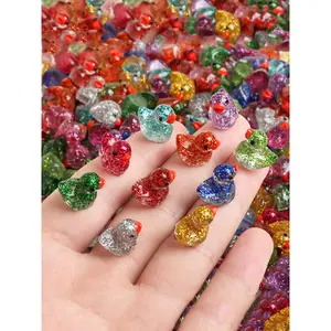 50pcs Glitter Duck Cute Miniature Resin Accessories, DIY Handmade Accessories, Little Yellow Duck Doll Pendant, Micro Landscape,Moss Landscaping Small Ornaments,, Doll House Ornaments, Mini Car Ornaments, Luminous Onion Cute Mini Duck, Happy Toys