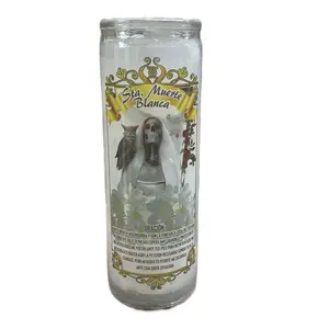 Sta Muerte Blanca Gel Candle for Spiritual Protection and Energy Cleansing White Santa Muerte Representing Purity Peace and Harmony