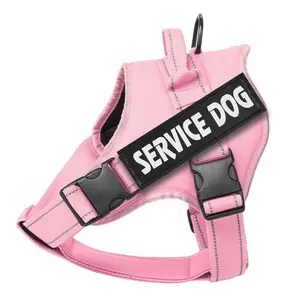 Service Dog Vest Harness, No Pull Tactical Design, High Reflective Breathable Pet Leash Set, Durable Reflective Harness, Heavy Duty for Medium Large Working Dogs Training Patrol