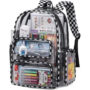 Clear Backpack Heavy Duty Transparent Backpack 17" See Through Bookbag for College Work Festival  with Padded Strap Large Capacity