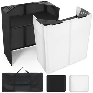 DJ Table Stand Portable booth, Foldable DJ Stand Booth, Heavy-Duty Adjustable Height DJ Facade Booth, Easy to Assemble, Stylish, Convenient to Store and Transpor