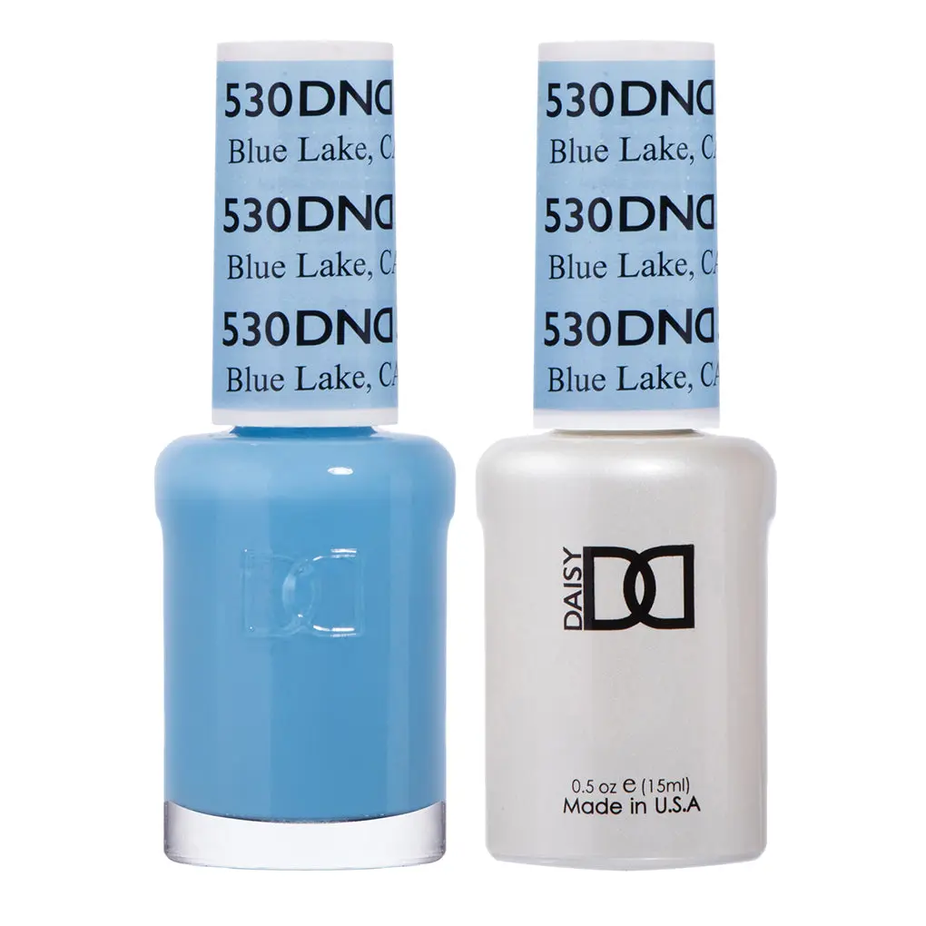 DND DC Gel & Lacquer Duo Set, 2-Bottle 15ml Nail Care Cosmetic, UV-Curing Long-Lasting Manicure for Unisex Nail Art, Colored Shade #530 Blue Lake