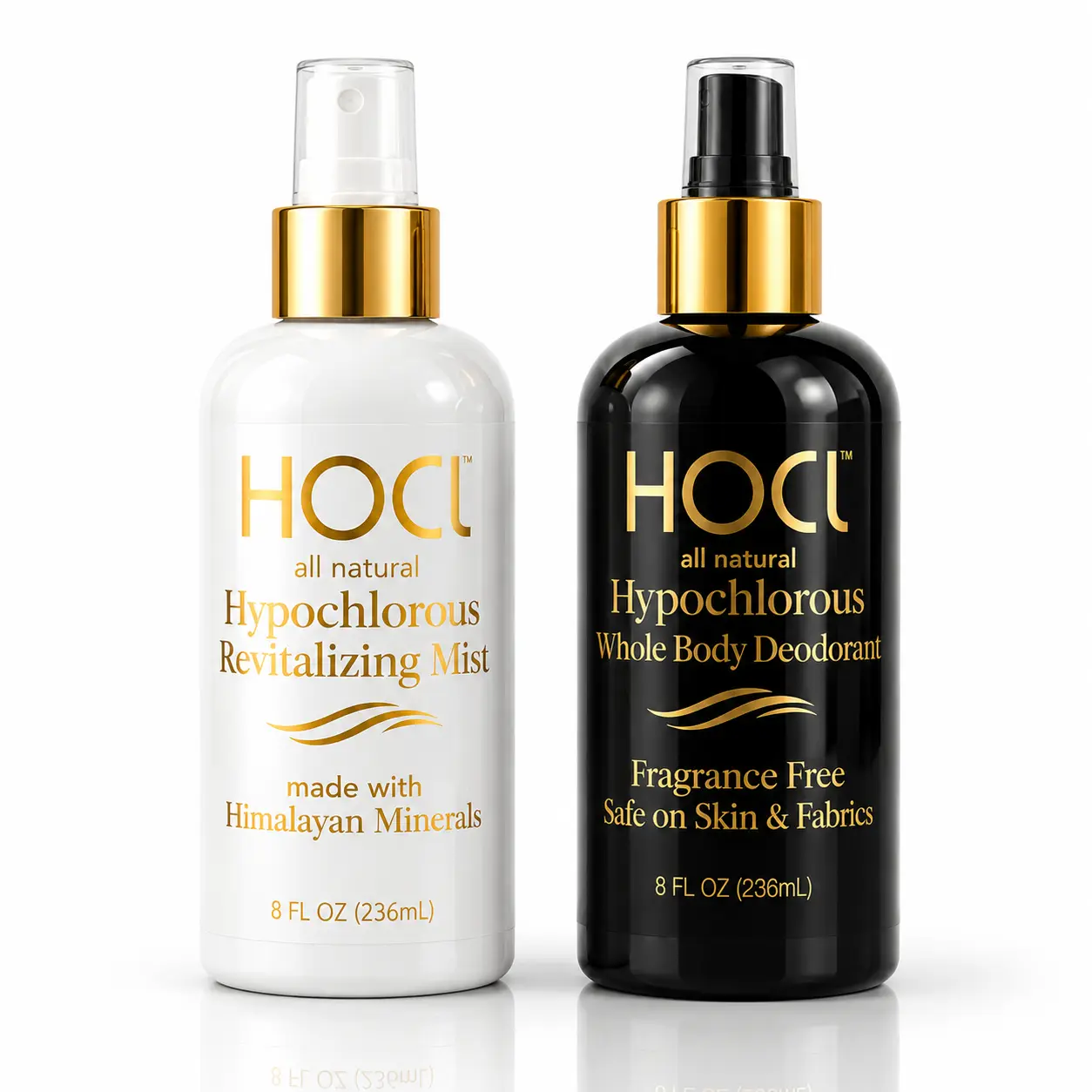 The daily edit bundle | 8oz HOCl revitalizing mist & whole body deodorant spray | fragrance free face + body care set