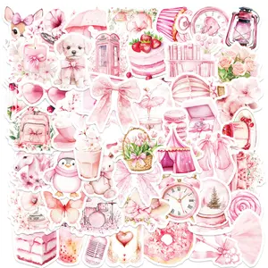 50pcs Pink Series Mix and Match Series Stickers, Decorative Decal, Sticker Decals, Suitable for Faith Based Designs Such As Scrapbooks, Diaries, Laptops, Water Bottles, Cars, Etc., with Positive Messages As Gifts