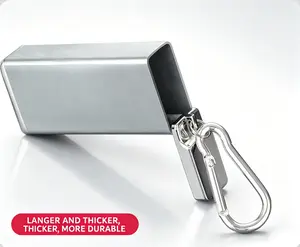 Outdoor Cigarette Holder with Carabiner, Sealed Ashtray Combo for Camping Hiking, Windproof Dustproof Portable Cigarette Box
