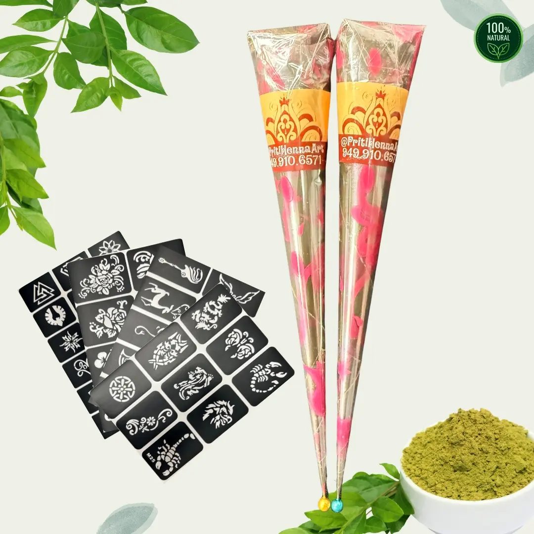 Natural henna cones, henna kit