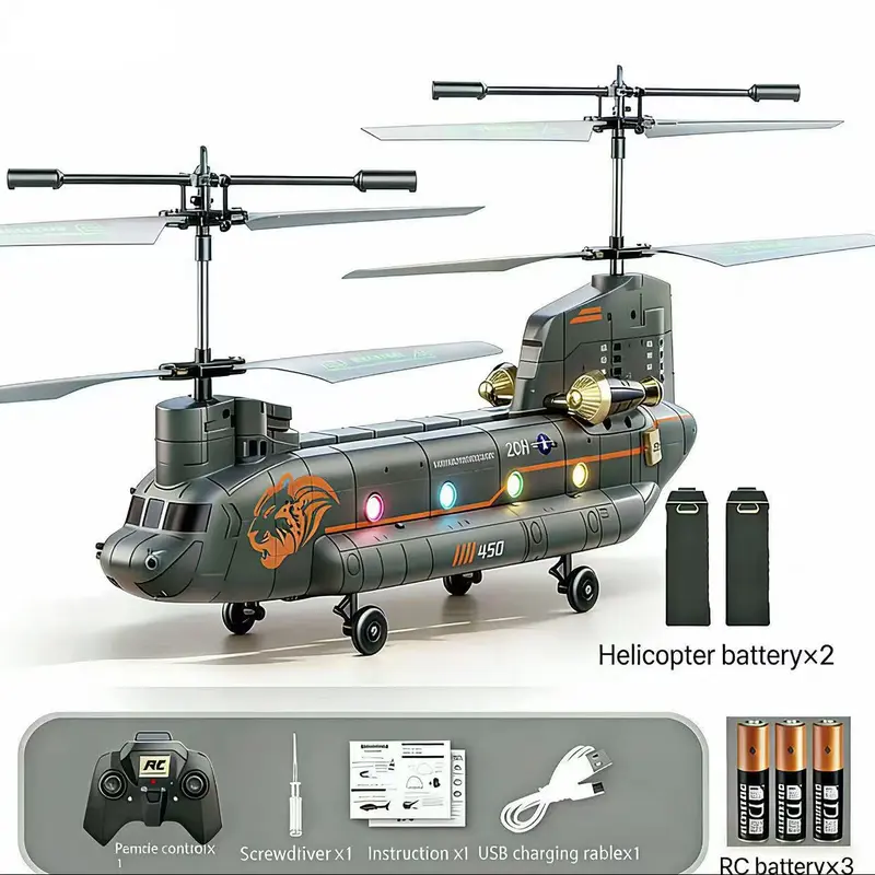 3.5CH remote-controlled helicopter with built-in LED lights and gyroscope, equipped with 2 batteries, long endurance, sturdy and impact resistant body, making it the perfect gift for children and adults (with exquisite English color box)