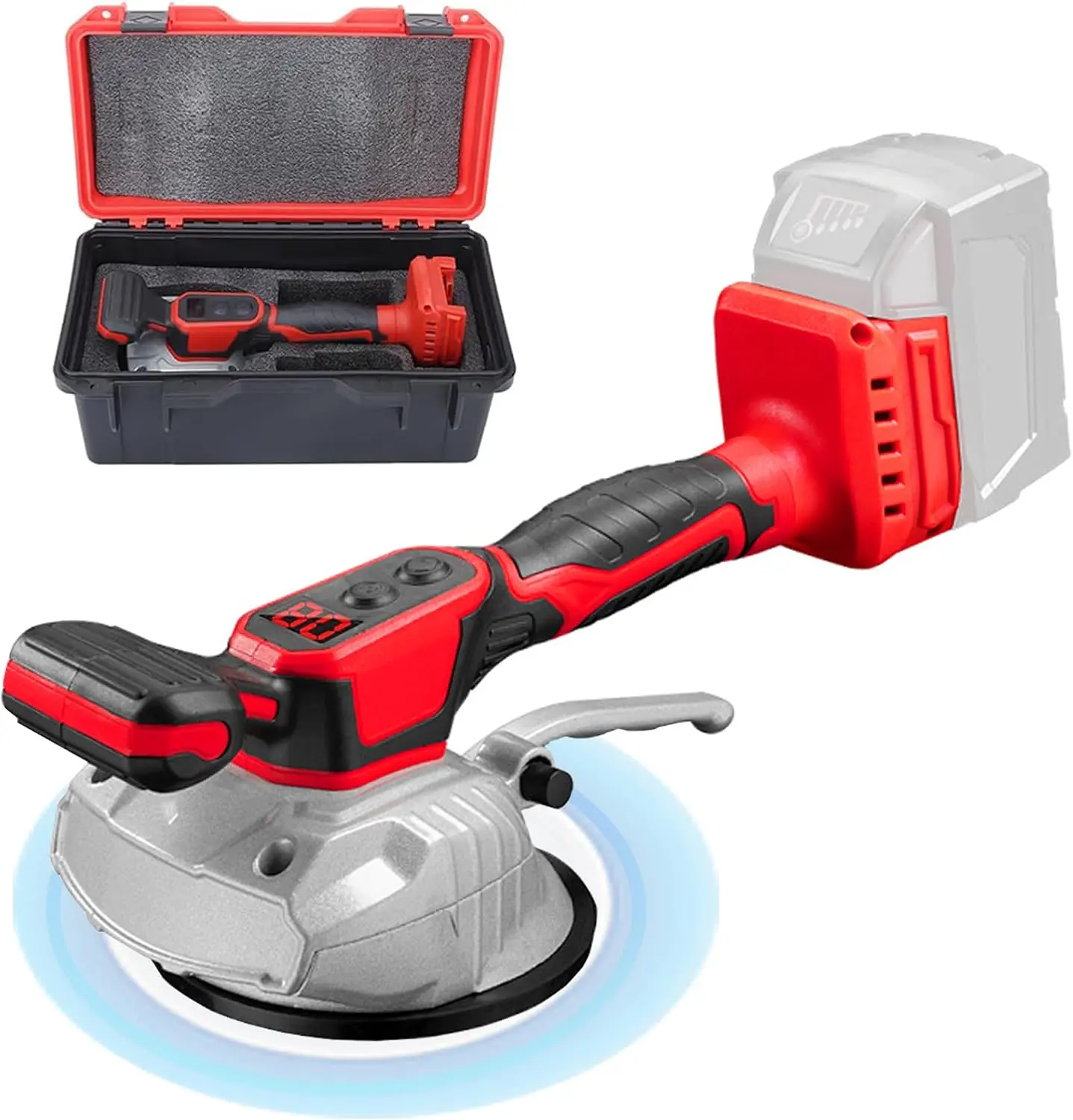 Tile Vibration Tool for Mil-wauke 18V Battery, Tile Max 25000r/Min, 150W Tile Suction Cup Tool with 8 Speed, Suction Cup, Display for Tile Wall