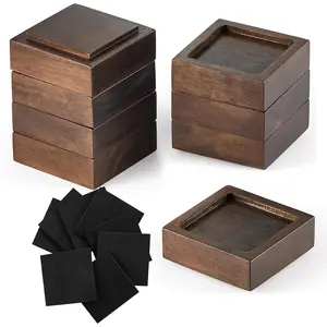 Bed Risers, Furniture Risers (Set of 8) Lifts Height 1", 2", 3" or 4", Solid Natural Wood Risers, Non-Slip Recessed Hole for Heavy Bed/Furniture (Walnut Color)