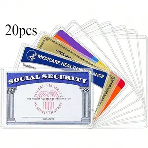 Social Security Card Protector, 20 Transparent PVC Waterproof Sleeves, Ideal for Healthcare/business/credit Cards/office Supplies, Business Card Holder