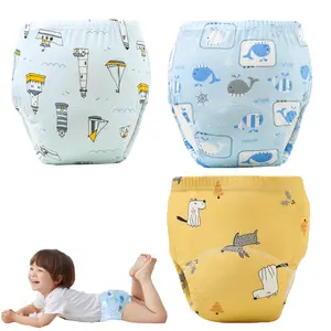 Toddler Potty Training Underwear for Baby, Cute Learning-Theme Training Pants, Light & Breathable Toddler Potty Pants Travel Cotton Natural