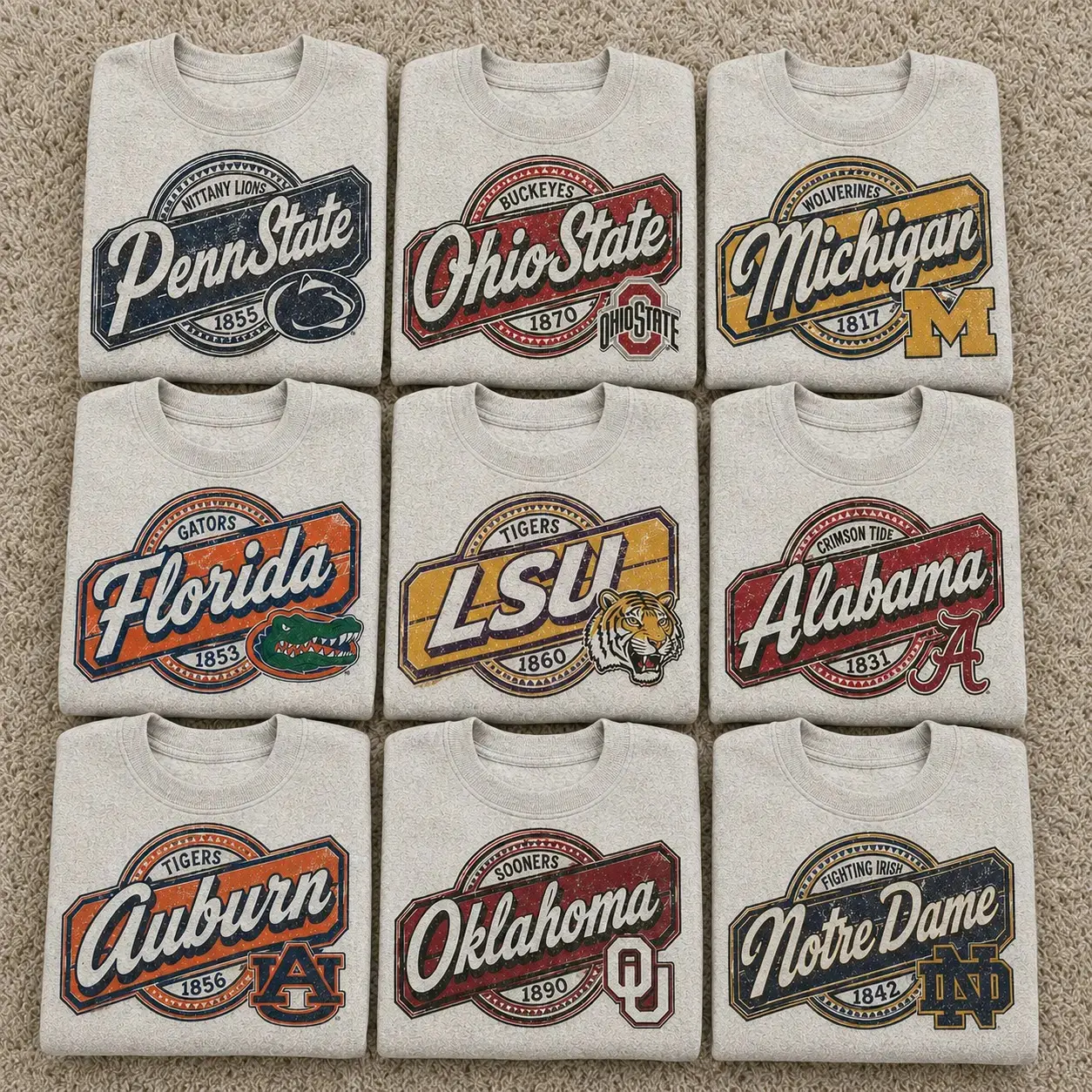 Vintage College Football Graphic T Shirt Retro University Team Logo Tee Classic Campus Sports Shirt Soft Cotton Unisex Game Day Fan Apparel Gift for Men Women Alumni Football Lovers All Teams