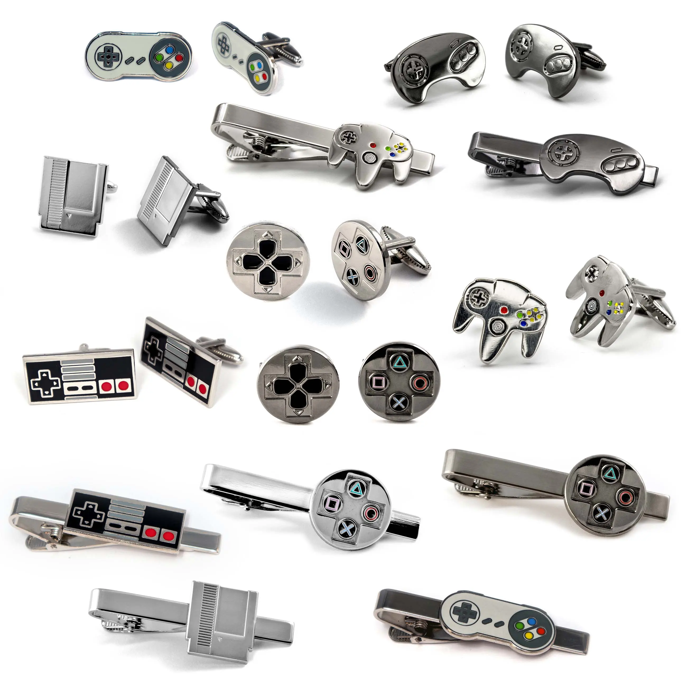 Retro Game Controller Cufflinks, Classic NES Gaming Tie Clip, Men's Jewelry, N64 SNES Tie Bar Tack Groomsmen Wedding Gift, Grooms Best Man Gifts