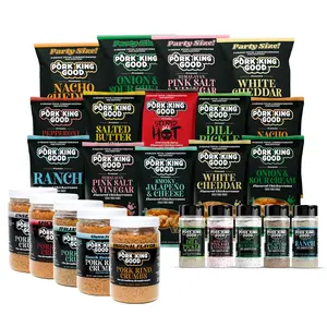 THE MOTHERLOAD Pork King Good Bundle - 10 savory 1.75 oz bags, 4 7oz savory bags, 5 seasoning shakers and 5 Pork Rind crumb jars