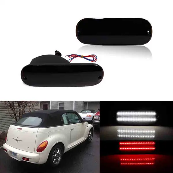 2PCS Smoked Lens White/Red LED Backup Reverse Tail Brake Reflectors Lights For Chrysler PT Cruiser 2001 2002 2003 2004 2005 Replace OEM 5288752AC, 5288752AD, CH2882101 ﻿