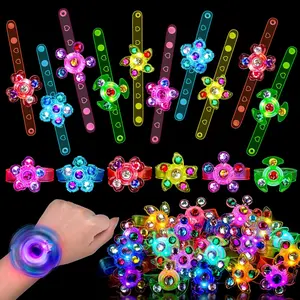 24 PCS Colorful Light-Up Fidget Spinner Bracelets, Unisex Halloween Party Favors Pack, Bulk Kids' Goodie Treat Bag Stuffers, Classroom Treasure Toys, Carnival Prizes, Birthday & End-of-Year Student Gifts
