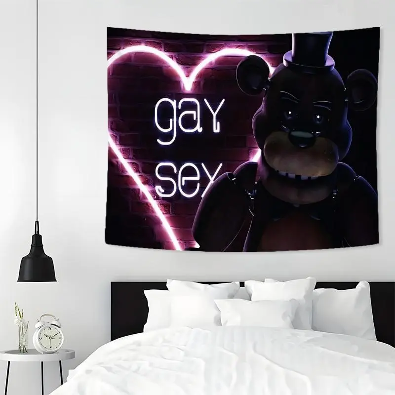 Neon Bear Pattern Tapestry, Aesthetic Wall Hanging Decor, Wall Art for Home Living Room Bedroom Office, Home Decor Accessories wall decor tapestry campingessentials