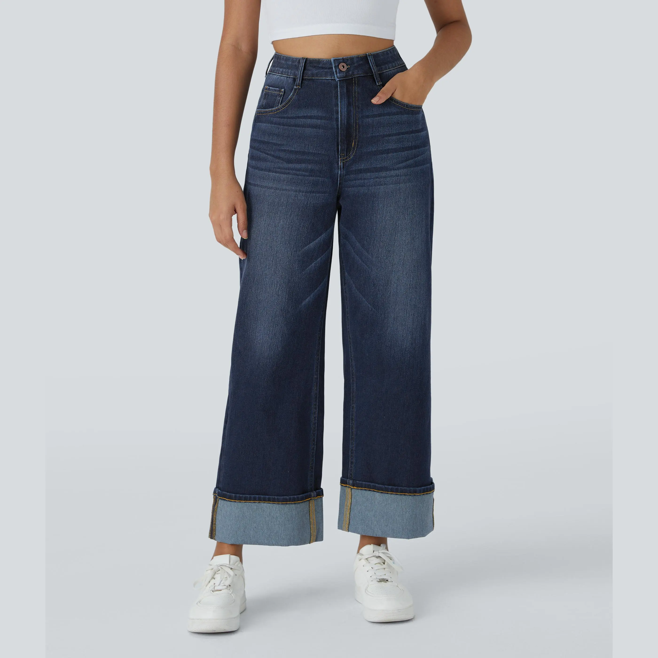 Distressed Denim Dark Blue