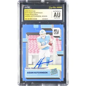 Aidan Hutchinson Detroit Lions Autographed 2022 Panini Donruss Press Proof Blue #313 CGC Authenticated Auto 10 Rookie Card - Fanatics Authentic Certified