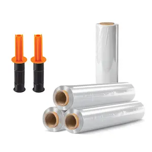 Stretch Film, 15in x 1000ft Shrink Wrap for Pallet Wrap, Industrial Strength Stretch Wrap with Handles, Moving Wrapping Plastic Roll, 60 Gauge, 4 Pack