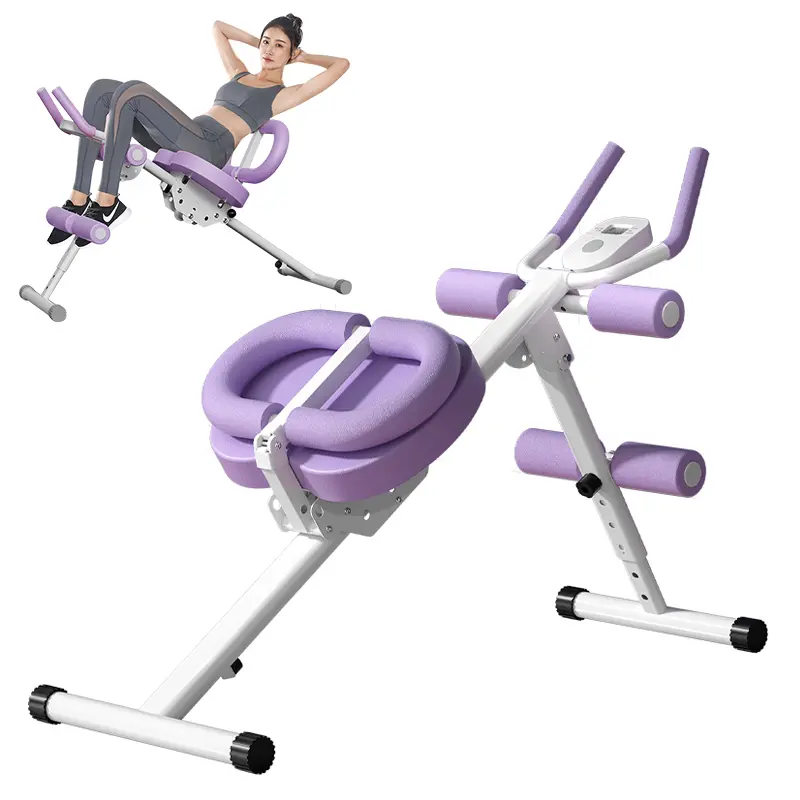 Foldable Ab Machine, 5-Level Adjustable Core Trainer Multifunctional Ab Workout Equipment for Home Gym, Full Body Fitness with Knee & Back Support