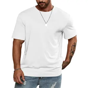 Men's Crew Neck Short Sleeve T-Shirt 35% Cotton 65% Polyester Breathable Casual Tee for Everyday Wear Travel Outings Workouts Streetwear Top Menswear Tshirt