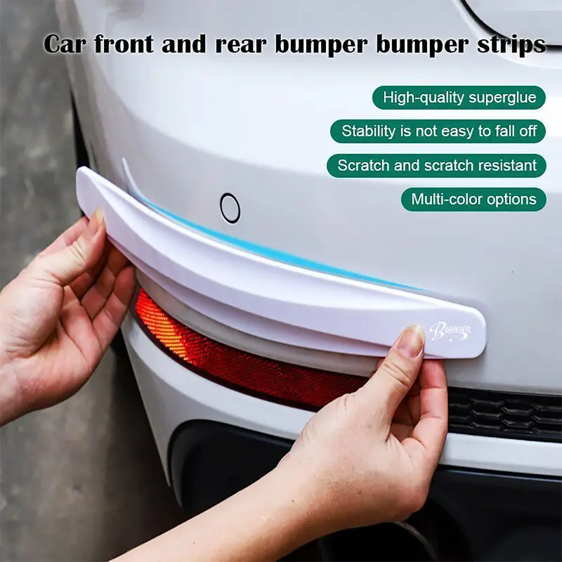 2Pcs Universal White Rubber Anti-Collision Protector, Front & Rear Bumper Corner Guard Strip, Flexible Scratch-Resistant Buffer Rubber Strip, Universal for Sedans & SUVs, No-Drill Self-Adhesive Installation