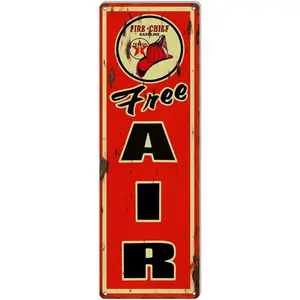 Retro Metal tin Sign Free Air Gasoline Reproduction Garage Shop Metal Sign Funny Home Cave Garage bar Wall Decoration Vintage Metal Sign 4 x 16 inch Room Tin-16