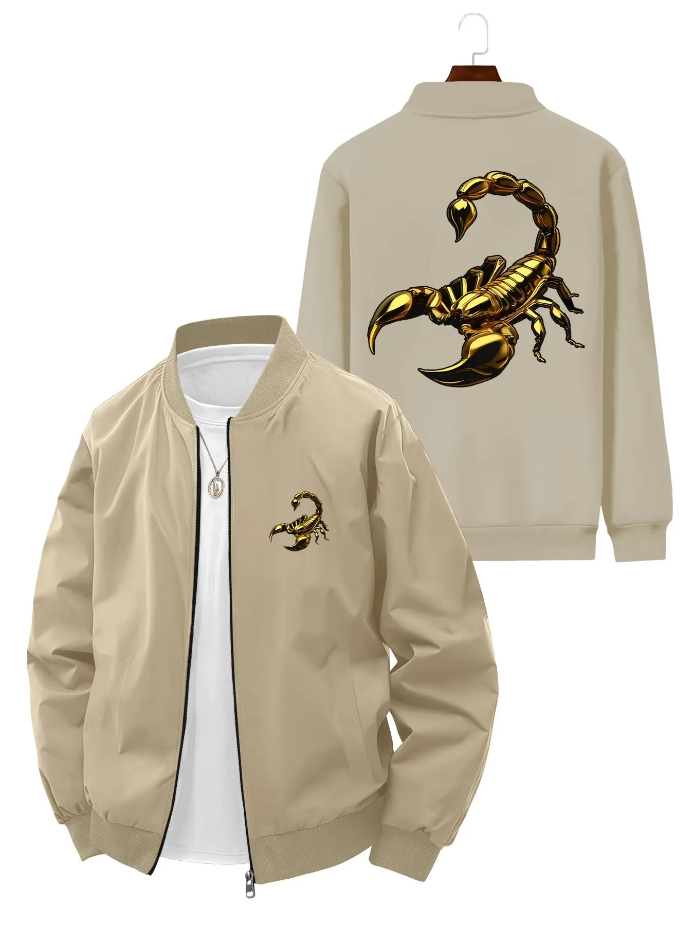 Trendy Fashion Men Scorpion Printed Jacket for Daily Street Style and Personalized Outfits