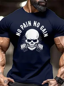 New Men's Fitness T-Shirt Fierce Gym Sports Short-Sleeved Top Quick-Dry Round Neck T-Shirt Fitness Competition Training Clothes Gym Fitness Tee