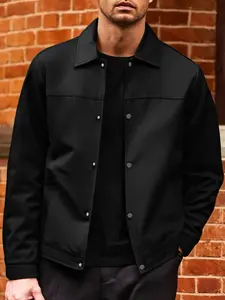 Men's Lightweight Casual Jacket, Polyester Fabric, Button Front Closure, Collar Design, Spring & Fall Wear