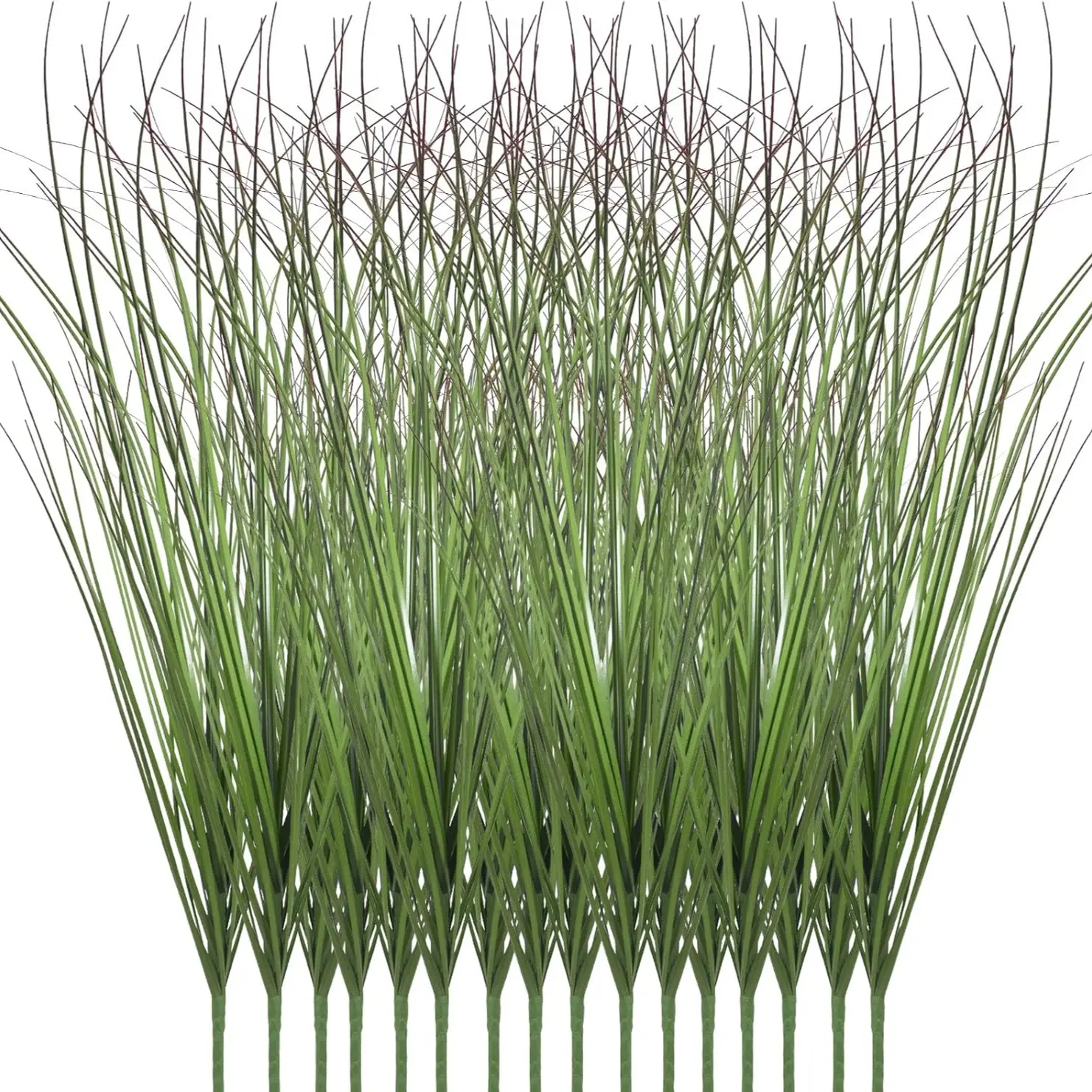 48 pcs artificial grass plants, artificial Decorative shrub wheatgrass, artificial tall grass fake plants for outdoor decoration, artificial green plant stems and weeds (dark green with red tips) for indoor home decoration, Fake Greenery Stems