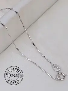 S925 Sterling Silver Minimalist Chain Necklace, Fashion Jewelry for Party, Daily Clothing Decor, Trendy All-match & Exquisite Jewelry for Birthday Gift