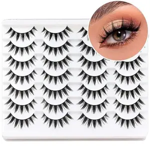 Lashes Spiky Manga Lashes 14 Pairs Wispy False Eyelashes 8D Soft Anime Eye Lashes Natural Fluffy Asian Fake Eyelashes Manga-14P