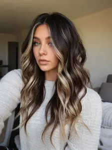 VOSILK Long Wavy Wig for Women 26 Inch Middle Part Curly Wigs with Lace Hairline Synthetic Heat Resistant Fibers Wig for Daily Wear and Party Use