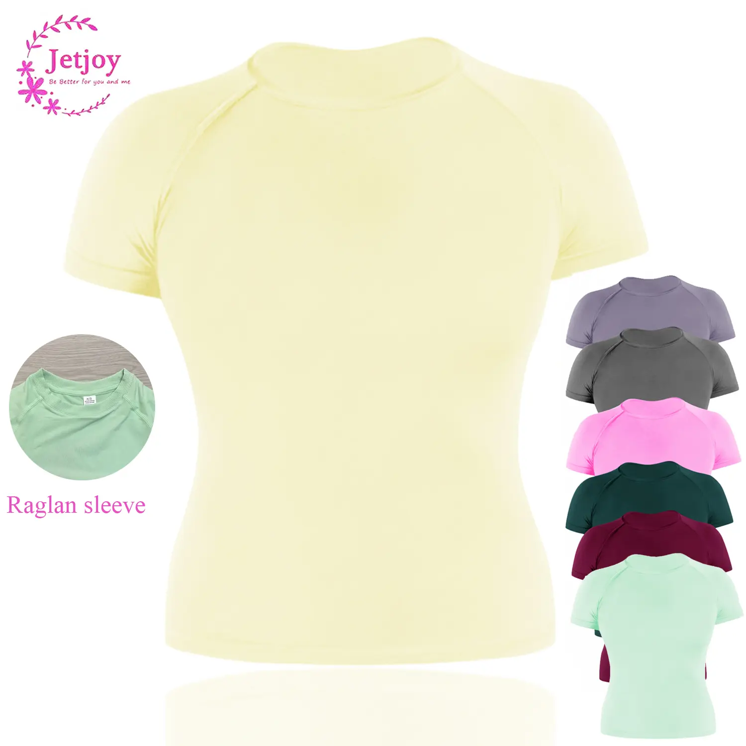 Jetjoy Crop Top Workout Shirts for Women, Short Sleeve Seamless Gym T Shirts Short Sleeve Running Workout Tops Sporty Crew Neck Casual Breathable Sportswear Going Out Sports T-Shirt Tank Top,summerwins