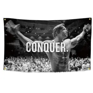 Conquering Gym Motivation Poster, 1 Fitness Decor Background Cloth, Fashionable Gym Wall Banner, Party Decoration, Modern Minimalist Design
