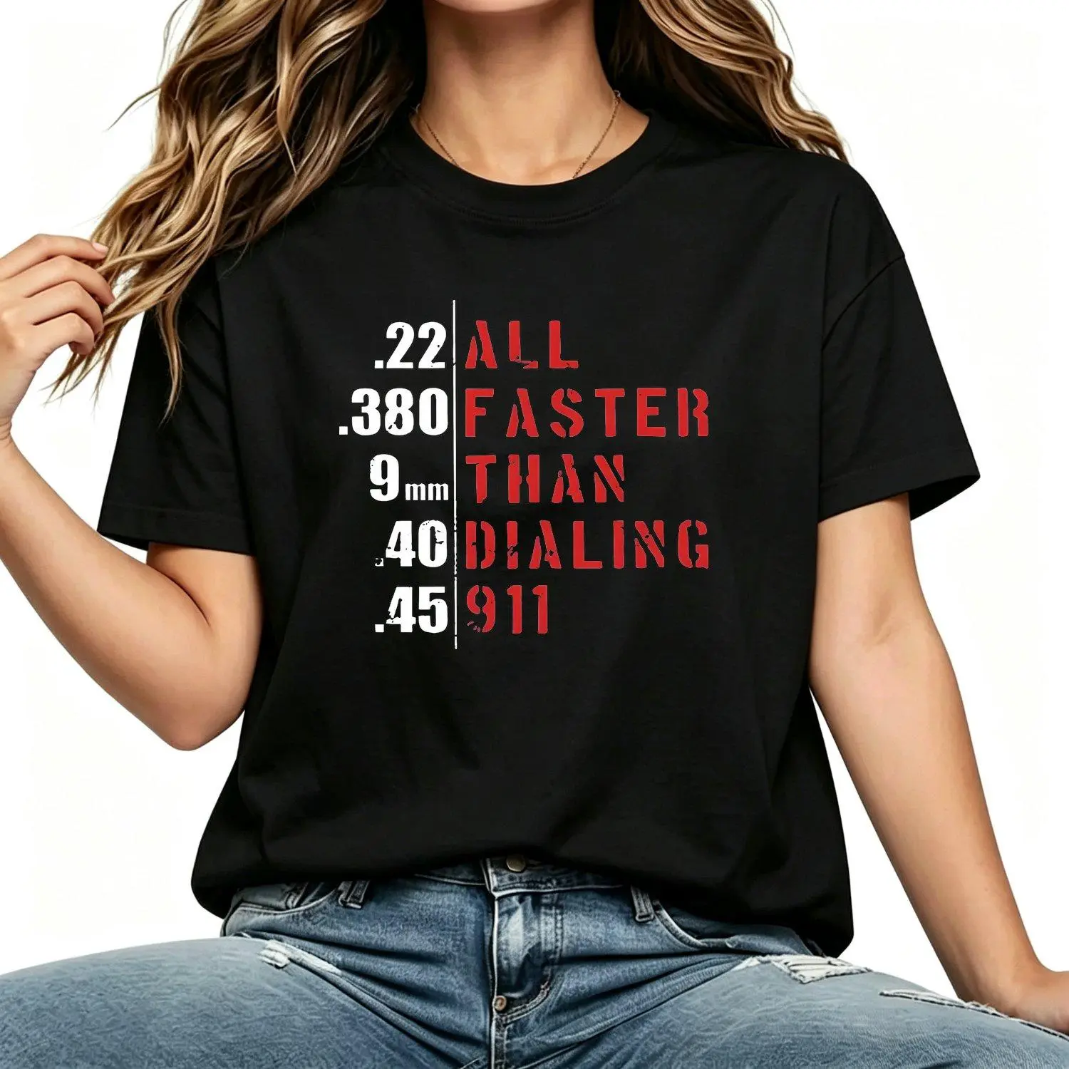 Women's Short-Sleeve Crew Neck Tactical Gun Humor Graphic T-Shirt - Military-Inspired Patriotic Streetwear Casual Tee Top, Shortsleeve, Tshirt