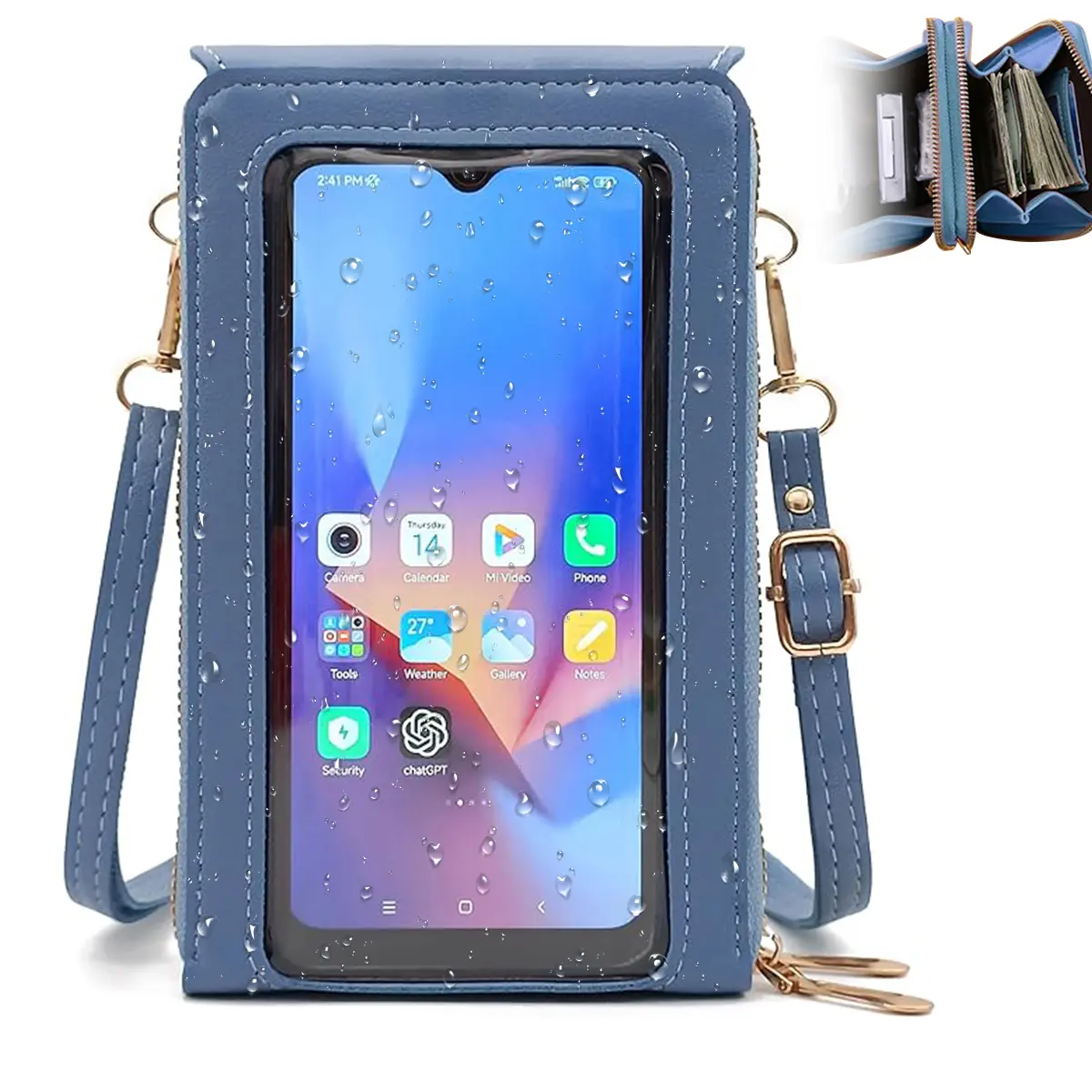 Women's Hands-Free Crossbody Bag, Modern PU Leather Phone Purse with Touchscreen Window, Wallet with Multi-Card Slots & Adjustable Strap, Shoulder Bag For Women, Hands-Free Utility Pouch Women's Crossbody & Shoulder Bags