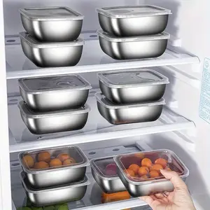 5pcs Stainless Steel Food Storage Containers, Airtight Food Storage Containers with Lids, Lunch Food Containers, Suitable for Picnics, Meal Prep, Refrigerator Organization, Kitchen Essentials, No Electricity Required, Safe for Food Contact