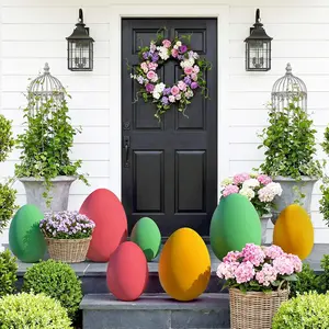 Set of 3 Flocked Easter Eggs Easter Decorations Spring Home Decoration for Table Centerpieces Indoor Decor for Mantel Living Room Bedroom Office (Yellow)