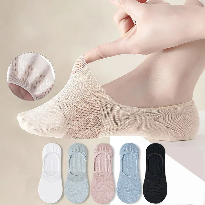5 Pairs Women's boat socks are non-slip, mesh socks,lightweight, invisible, and breathable,thin style for summer