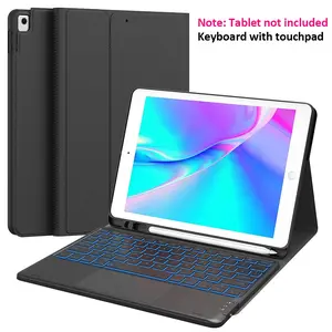 iPad 9th Generation Case with Keyboard, 7-Color Backlight, Multi-Touch Trackpad, Built in Pen Holder, 2 Wireless Channels, Flip Stand Keyboard Case for iPad 9th/8th/7th Generation 10.2-inch (Black) (Tablet Not Included)